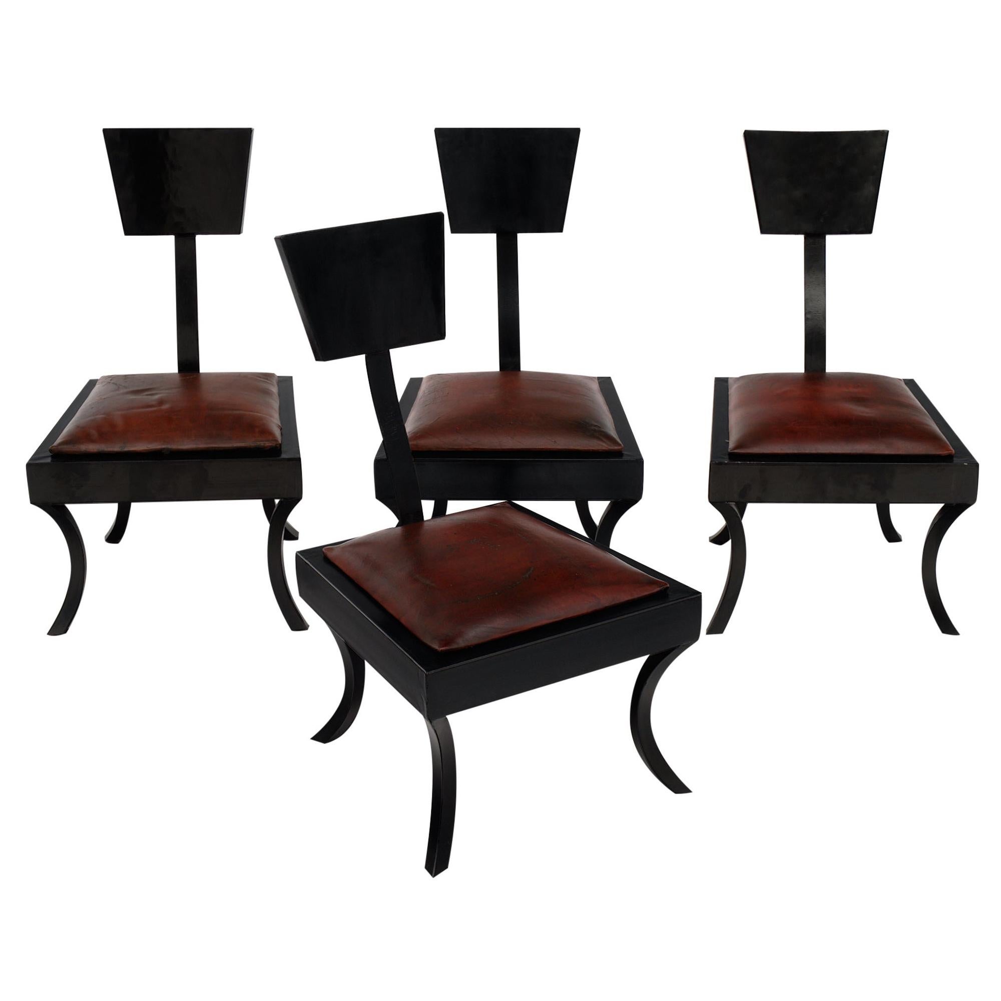 Set of Four Art Deco Klismos Low Chairs
