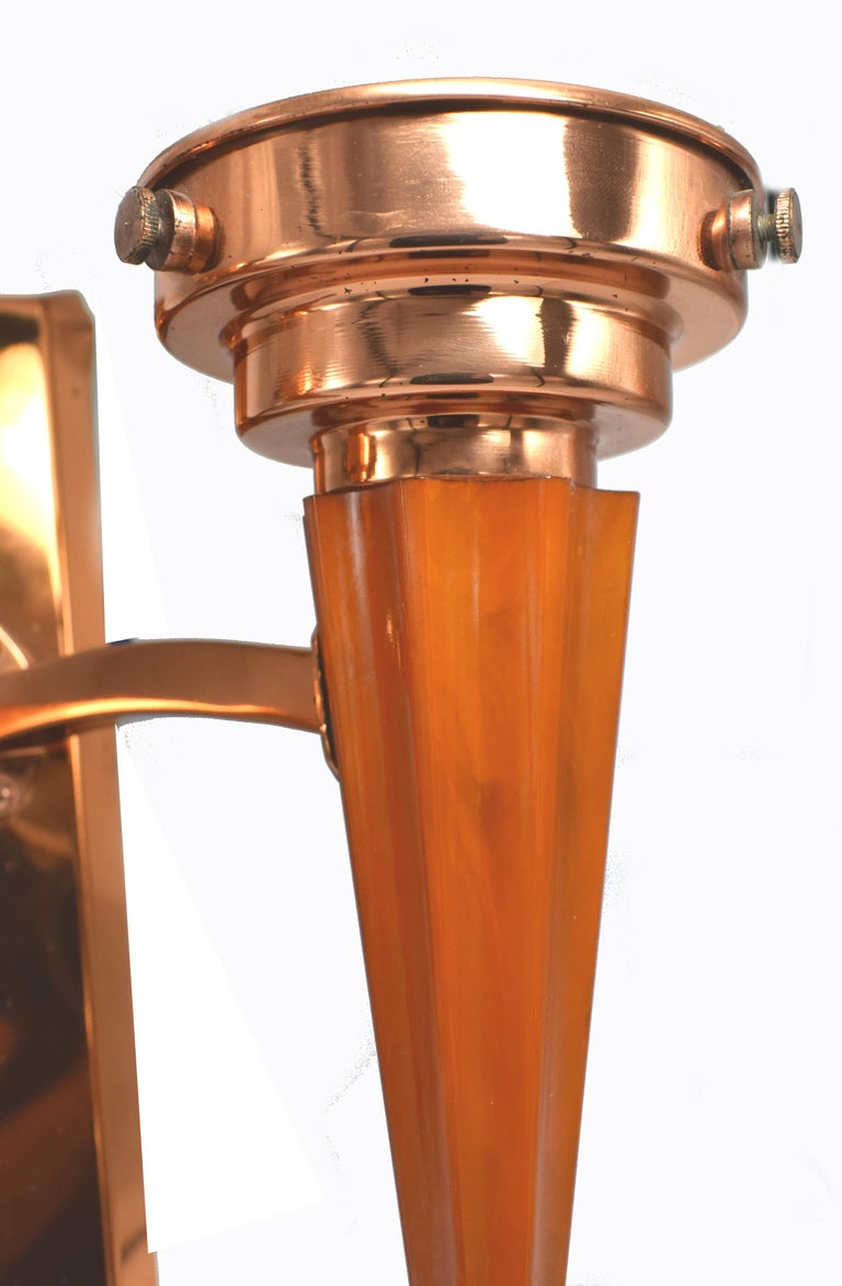 Set of Four Art Deco Matching Flame Wall Light Sconces, circa 1930 at