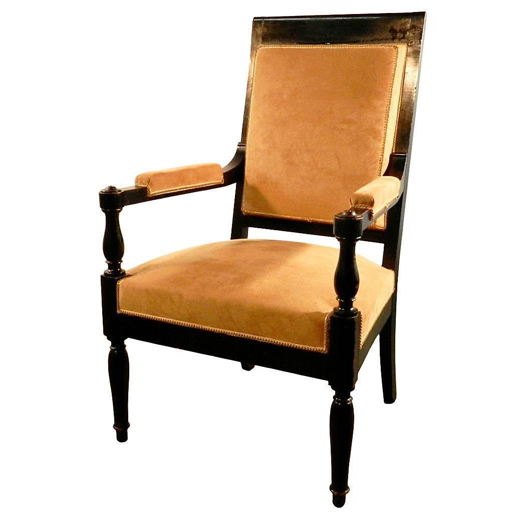 Blackened Set of Four Art Deco Neoclassical Armchairs in the Style of André Arbus For Sale