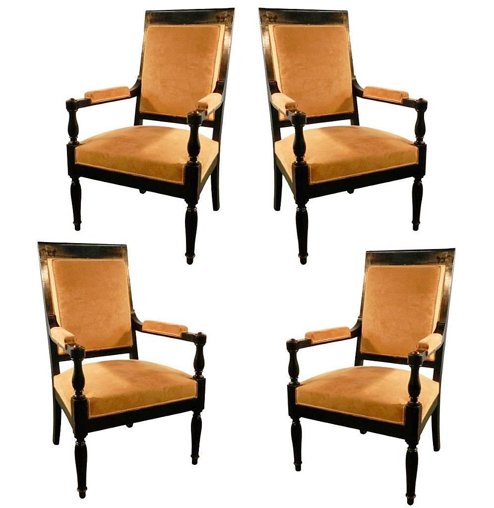 Set of Four Art Deco Neoclassical Armchairs in the Style of André Arbus For Sale