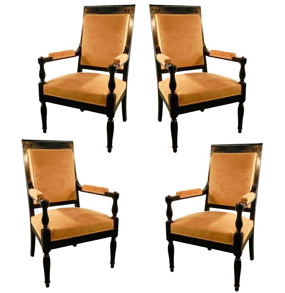 Set di quattro poltrone neoclassiche Art Déco nello stile di André Arbus