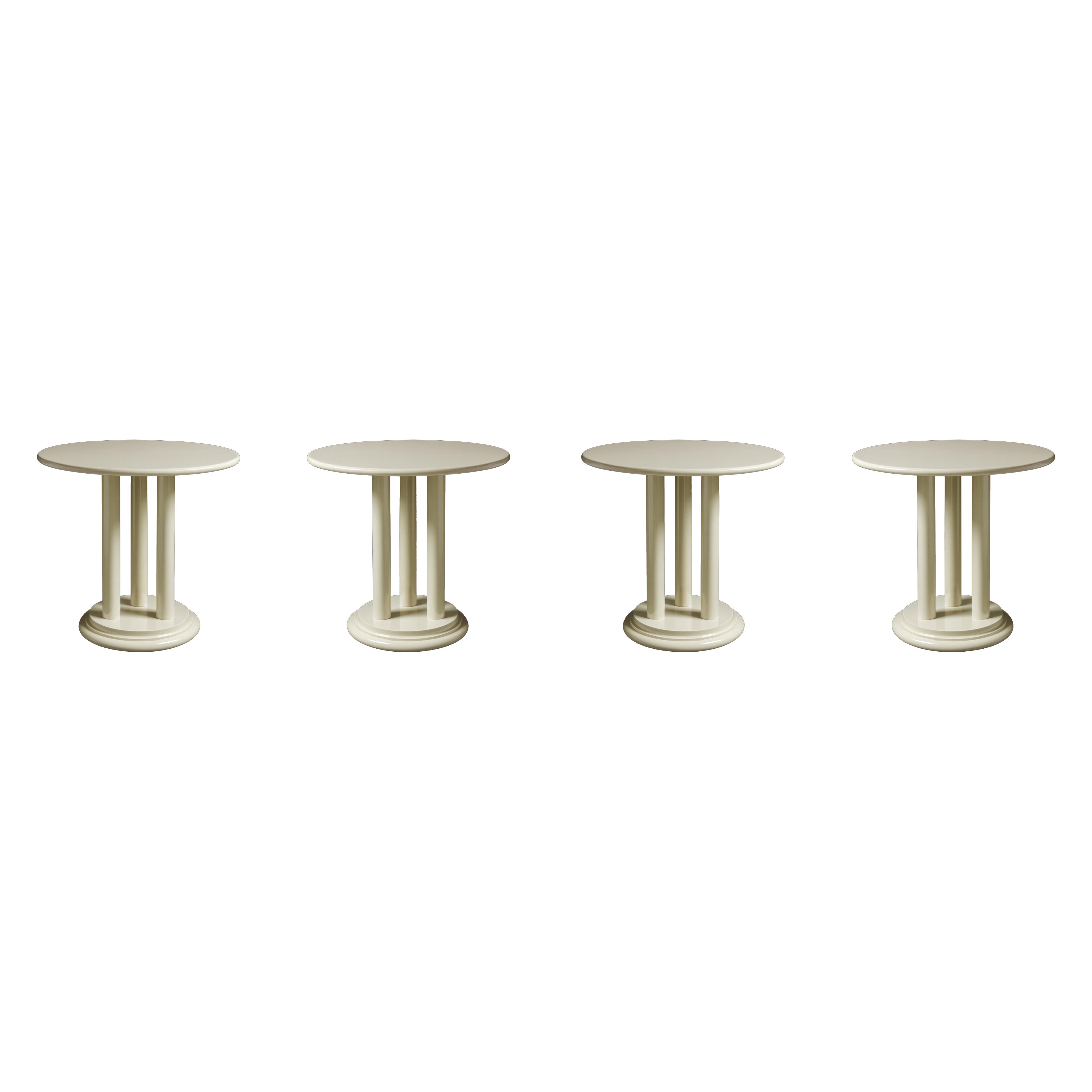 Set of four Art Deco Off White Chestnut Pedestal Table, 20th Century