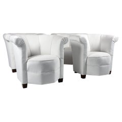 Set of Four Art Deco Shaped Tub Armchairs Antique Set of Four Art Deco Shaped Tub Armchairs