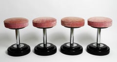 Set von vier seltenen Art-Déco-Hockern