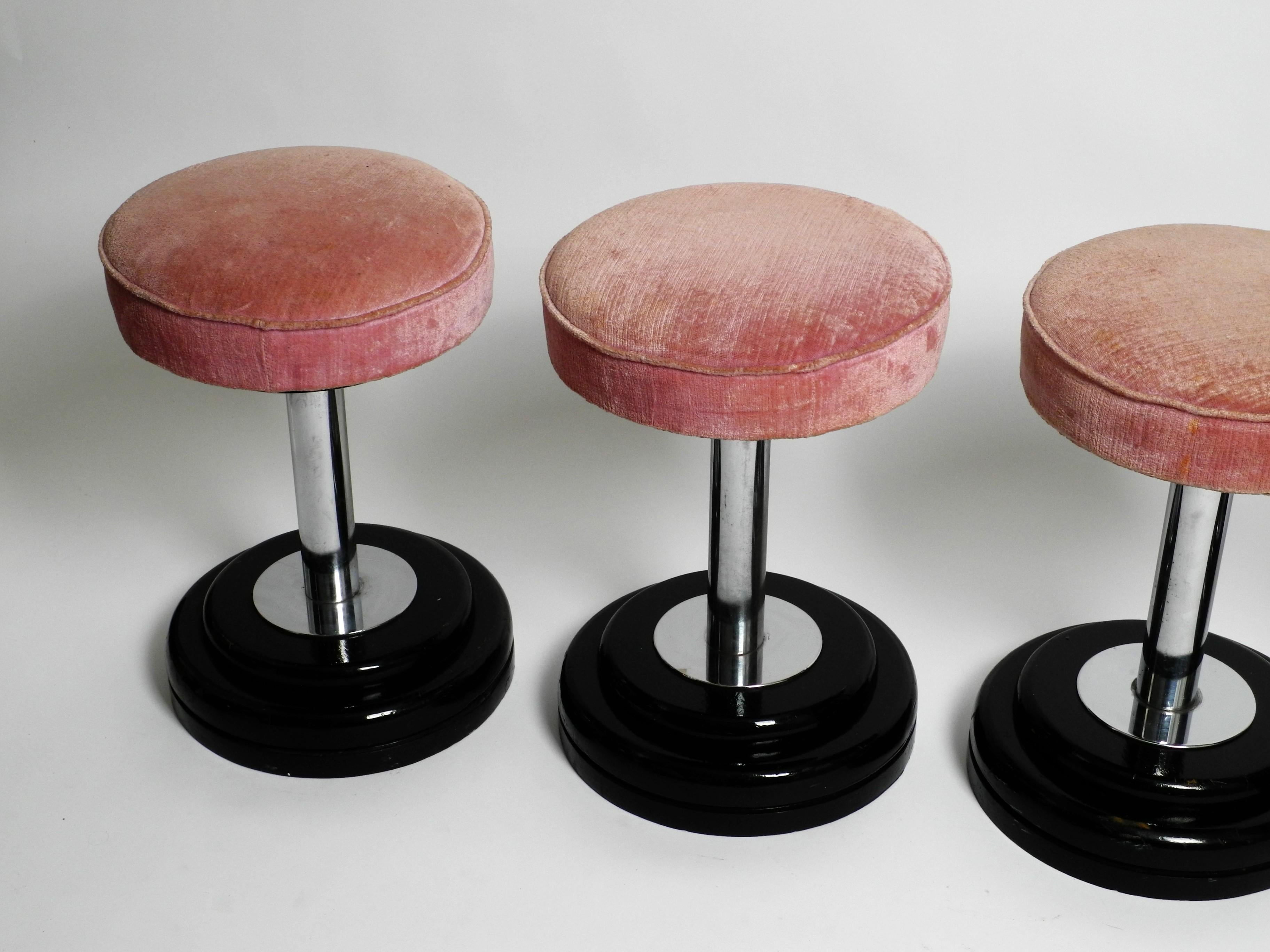 Mid-20th Century Set of Four Rare Art Deco Stools For Sale