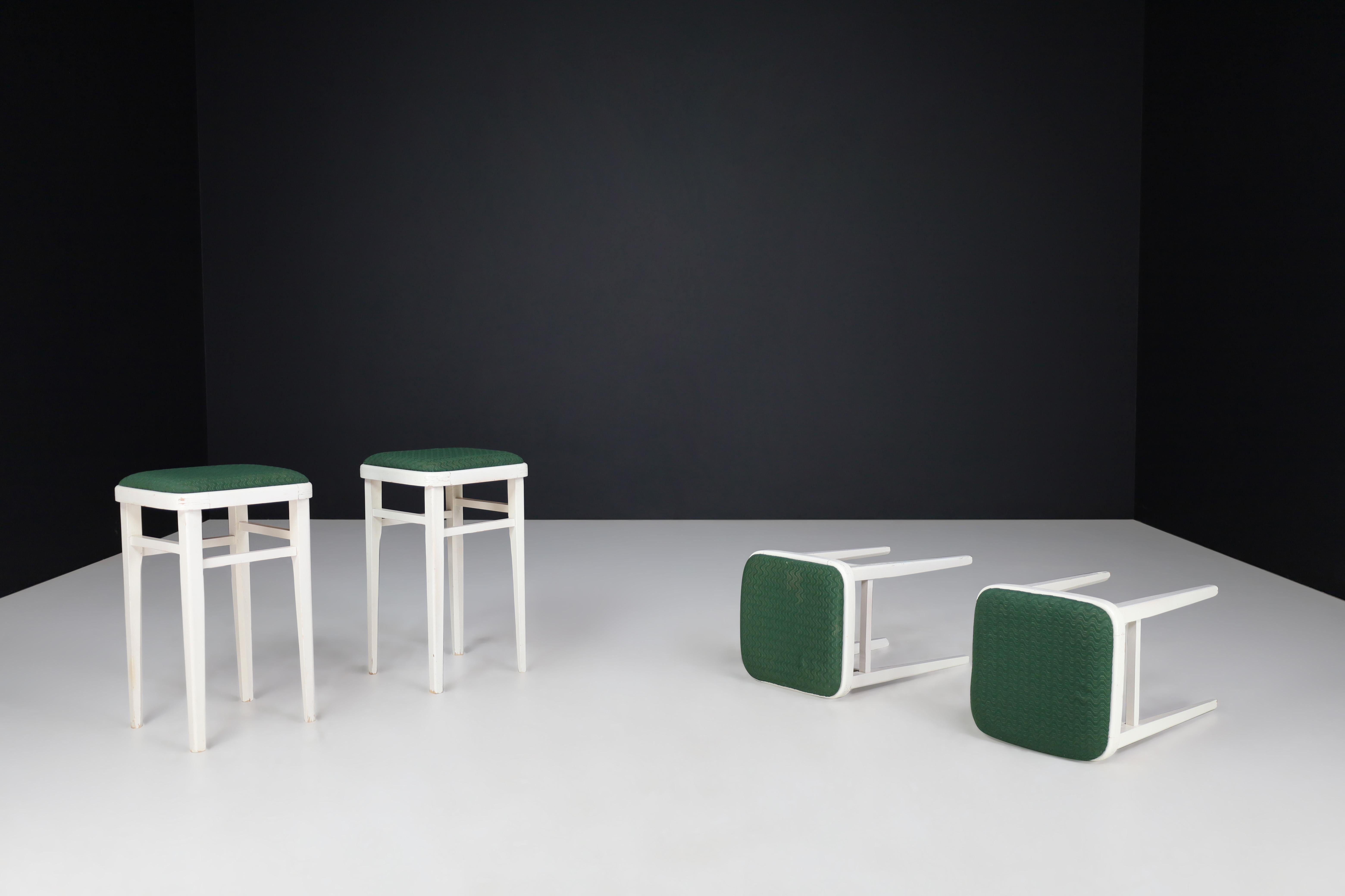 Set of Four Art Deco Stools with Original Fabric, Czechoslovakia, 1930s For Sale 5