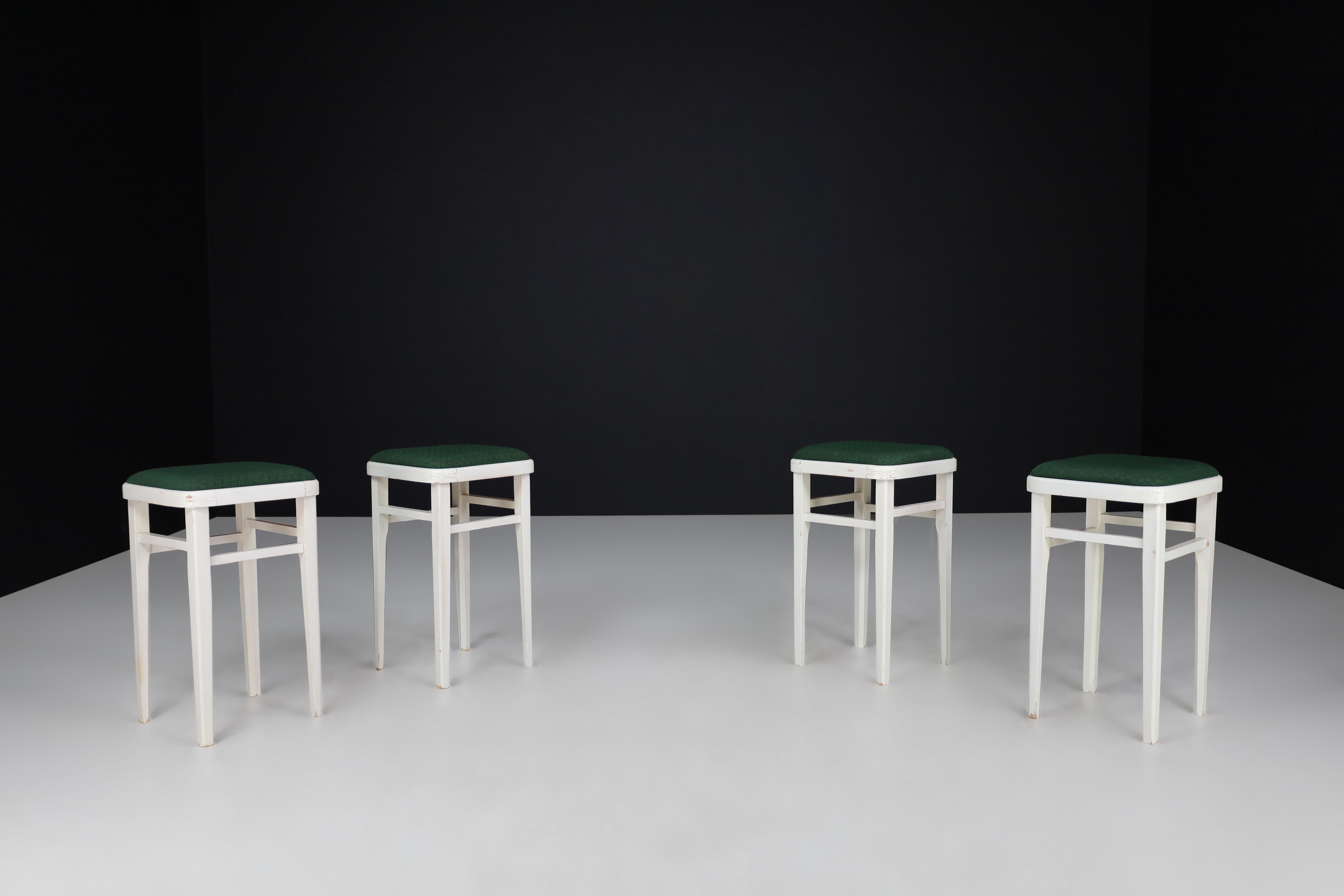 Set of Four Art Deco Stools with Original Fabric, Czechoslovakia, 1930s For Sale 6