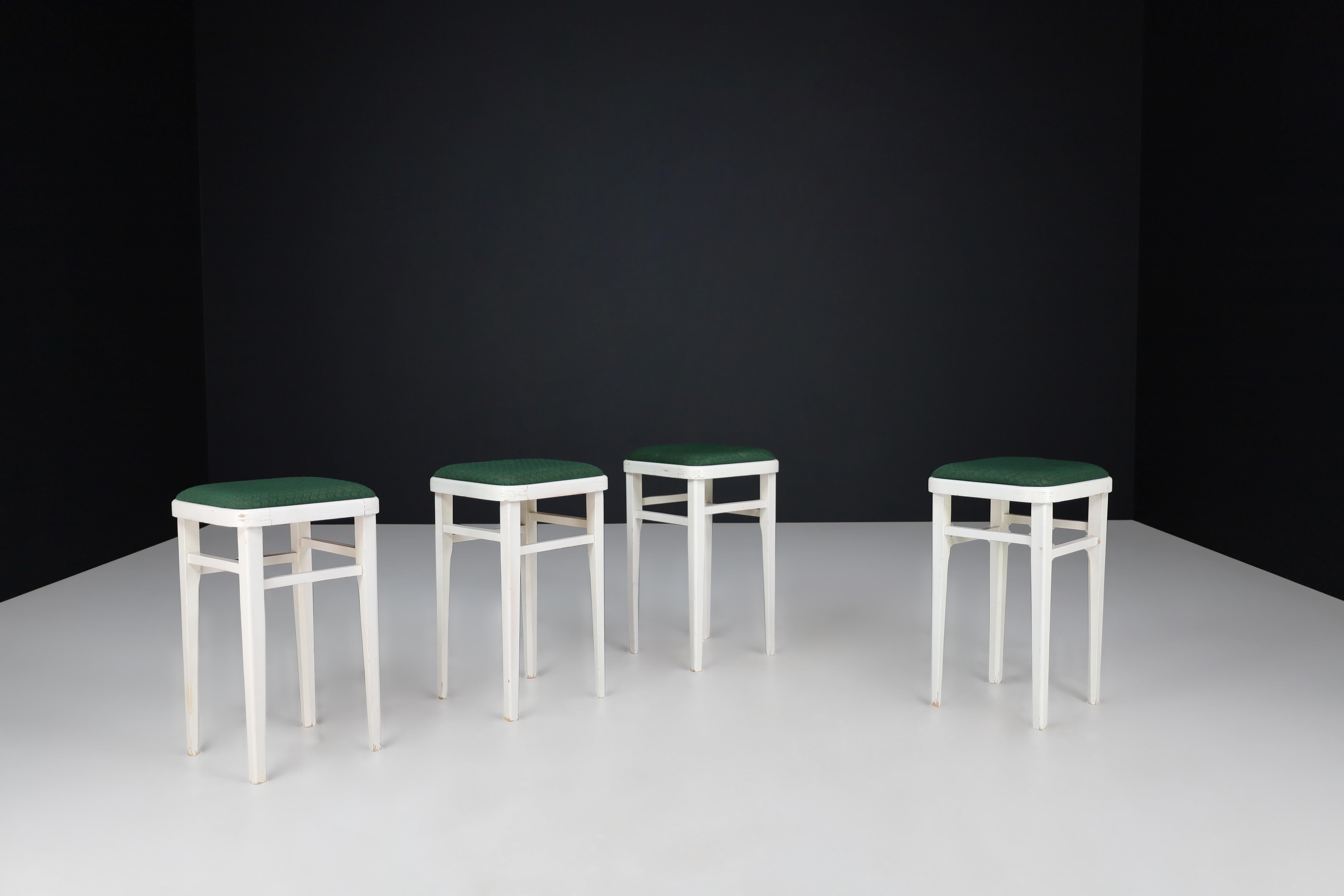 Set of Four Art Deco Stools with Original Fabric, Czechoslovakia, 1930s For Sale 2