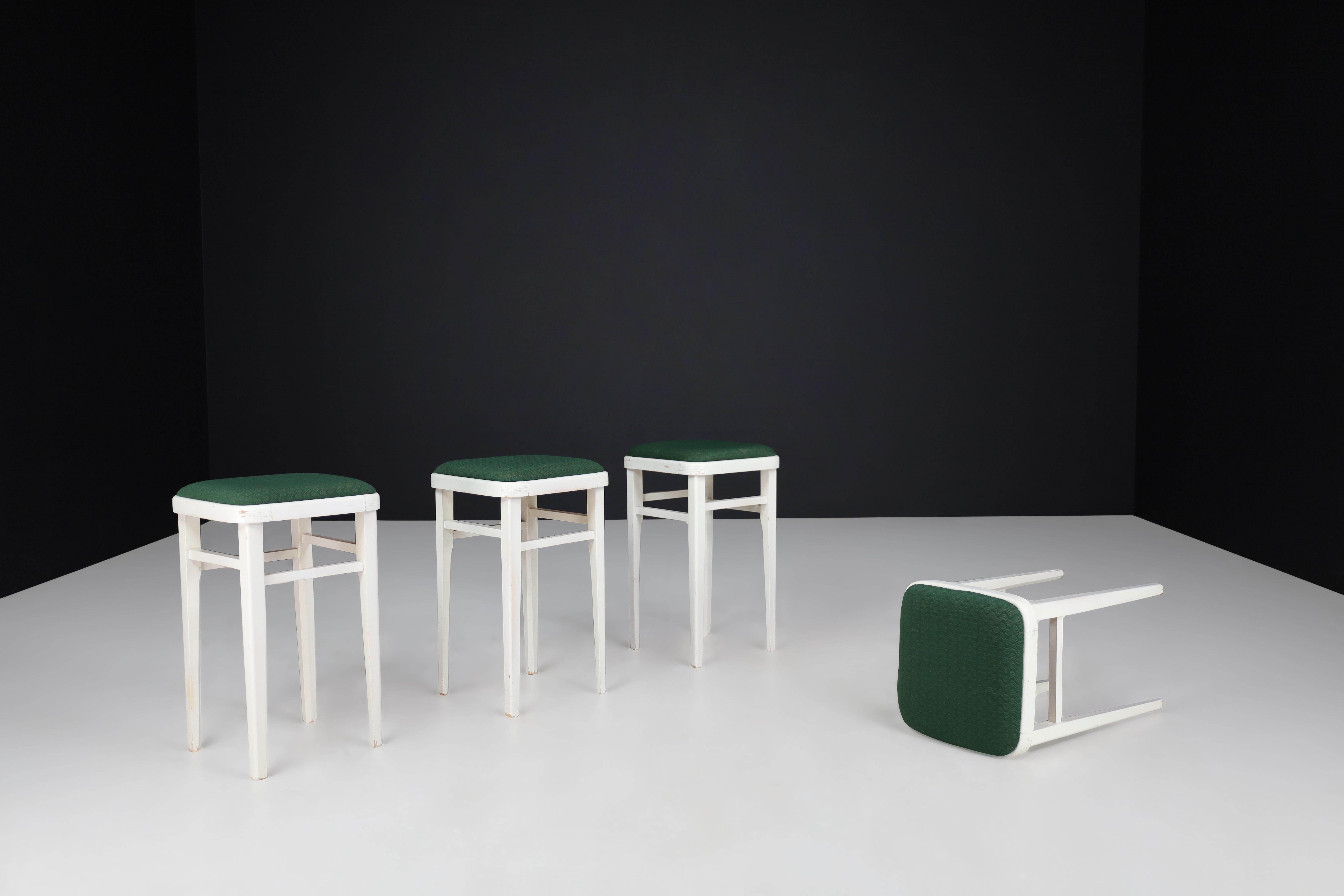 Set of Four Art Deco Stools with Original Fabric, Czechoslovakia, 1930s For Sale 3