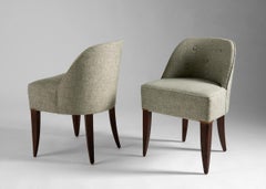 Set of Four Art Deco Upholstery Slipper Chairs, France, circa 1930