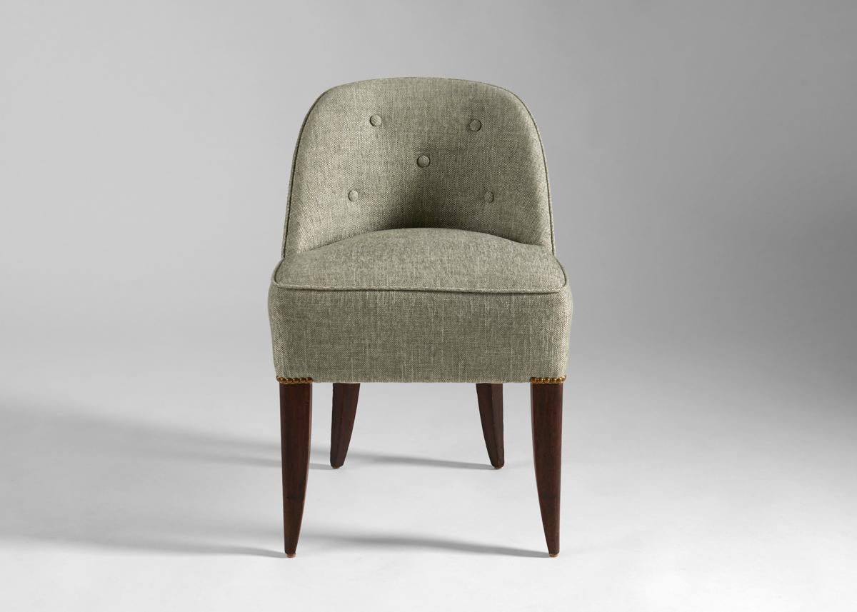 Francese Set di quattro sedie a pantofola con tappezzeria Art Déco, Francia, 1930 circa in vendita