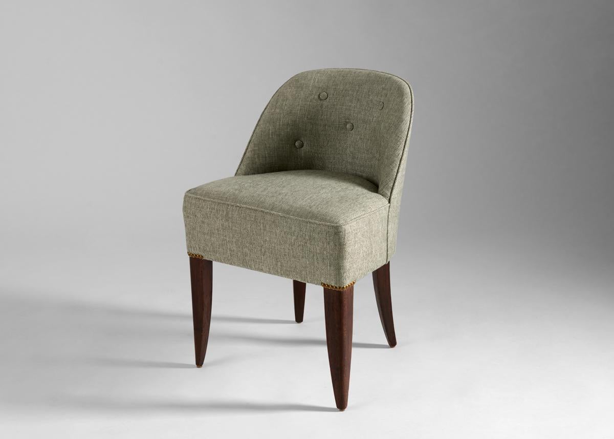 Set di quattro sedie a pantofola con tappezzeria Art Déco, Francia, 1930 circa In condizioni buone in vendita a New York, NY
