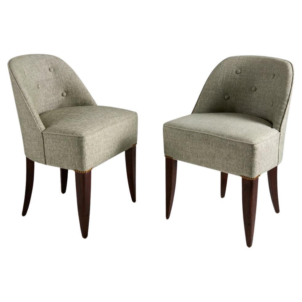 Set of Four Art Deco Upholstery Slipper Chairs, France, circa 1930