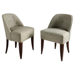 Set of Four Art Deco Upholstery Slipper Chairs, France, circa 1930