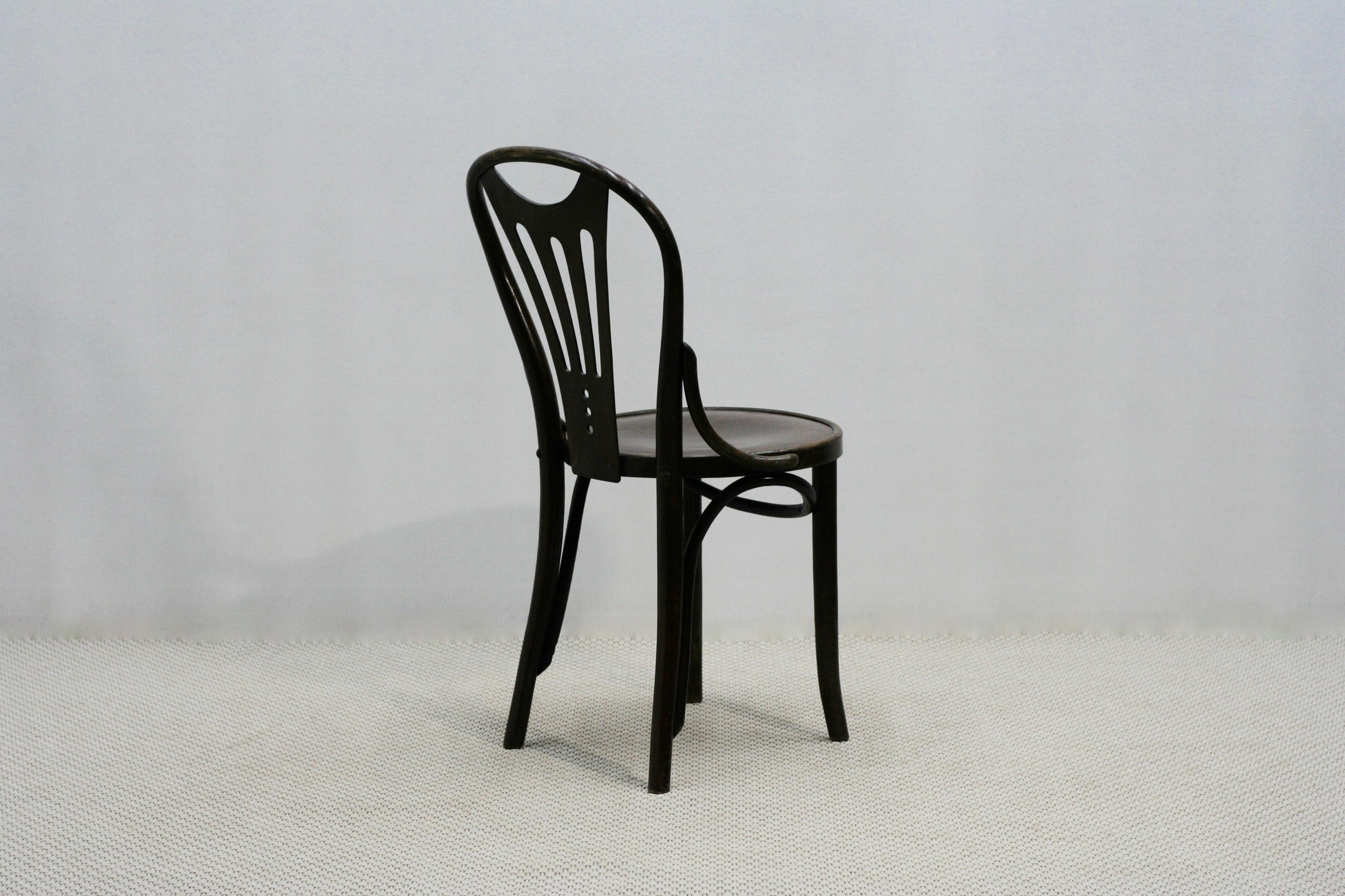 Set of Four Art Nouveau Thonet Style Bentwood Chairs, 1920s 5