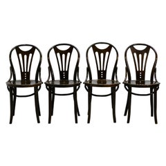 Antique Set of Four Art Nouveau Thonet Style Bentwood Chairs, 1920s
