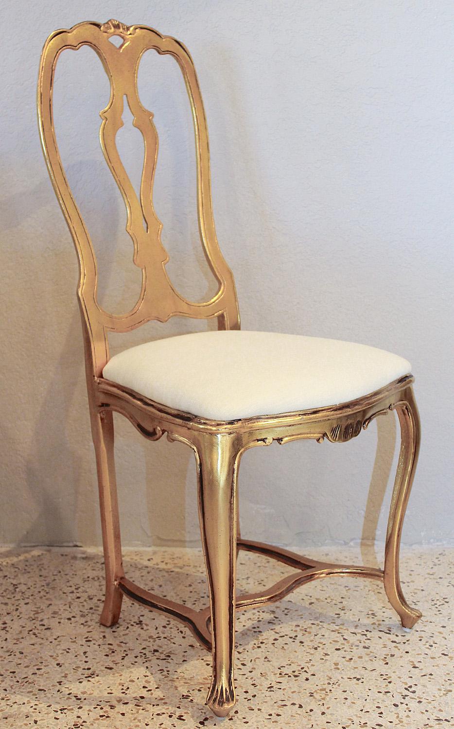 American Set of Four Arthur Court Gilded Aluminum Dining Chairs, circa 1970