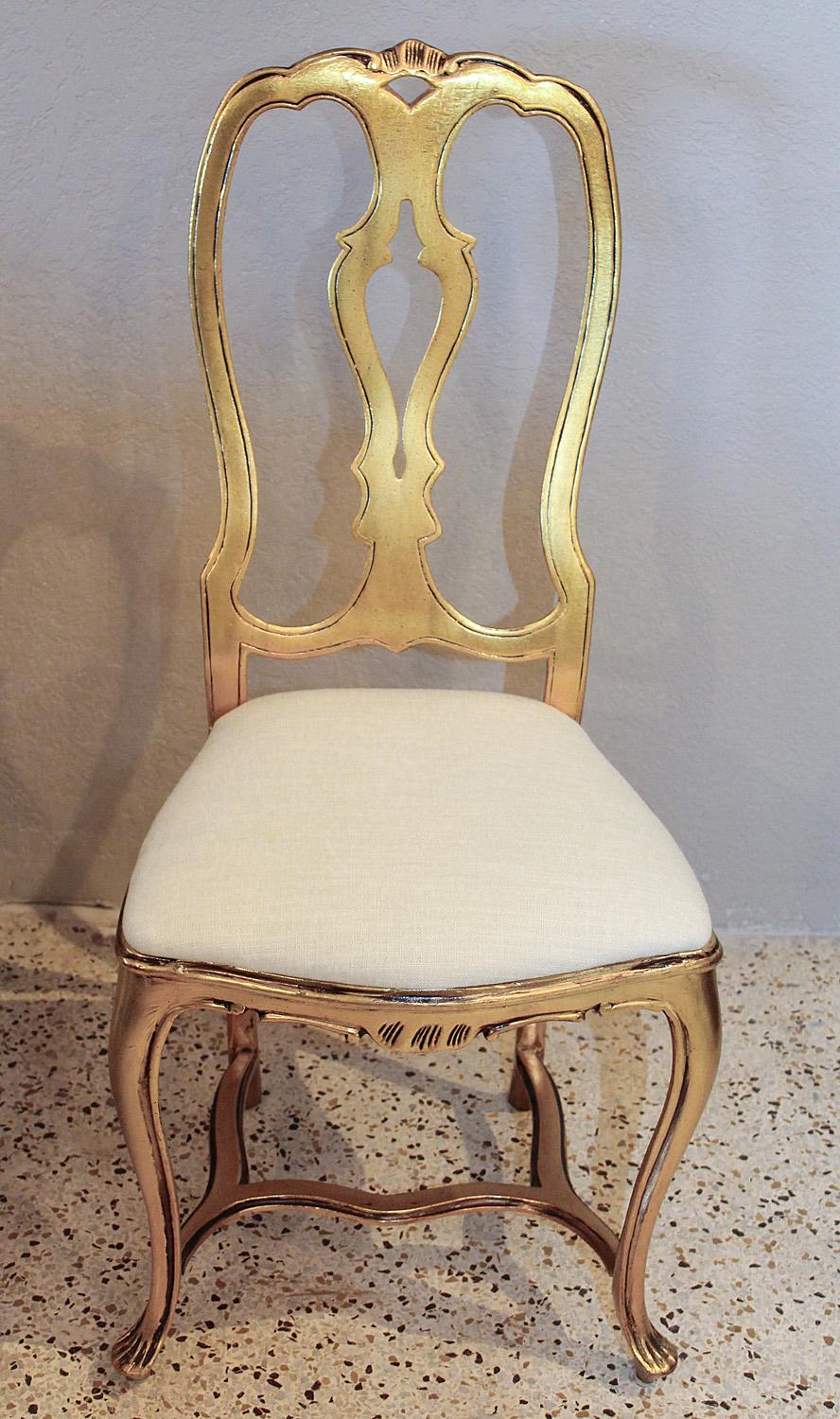 Cast Set of Four Arthur Court Gilded Aluminum Dining Chairs, circa 1970