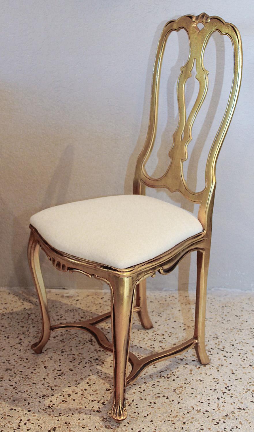 Set of Four Arthur Court Gilded Aluminum Dining Chairs, circa 1970 In Good Condition In North Miami, FL