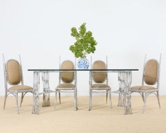 Set of Four Arthur Court Horned Antler Aluminum Dining Chairs