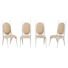 Satz von vier Arthur Court Horned Geweih-Aluminium-Esszimmerstühlen