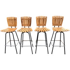 Set of Four Arthur Umanoff Swivel Bar Stools