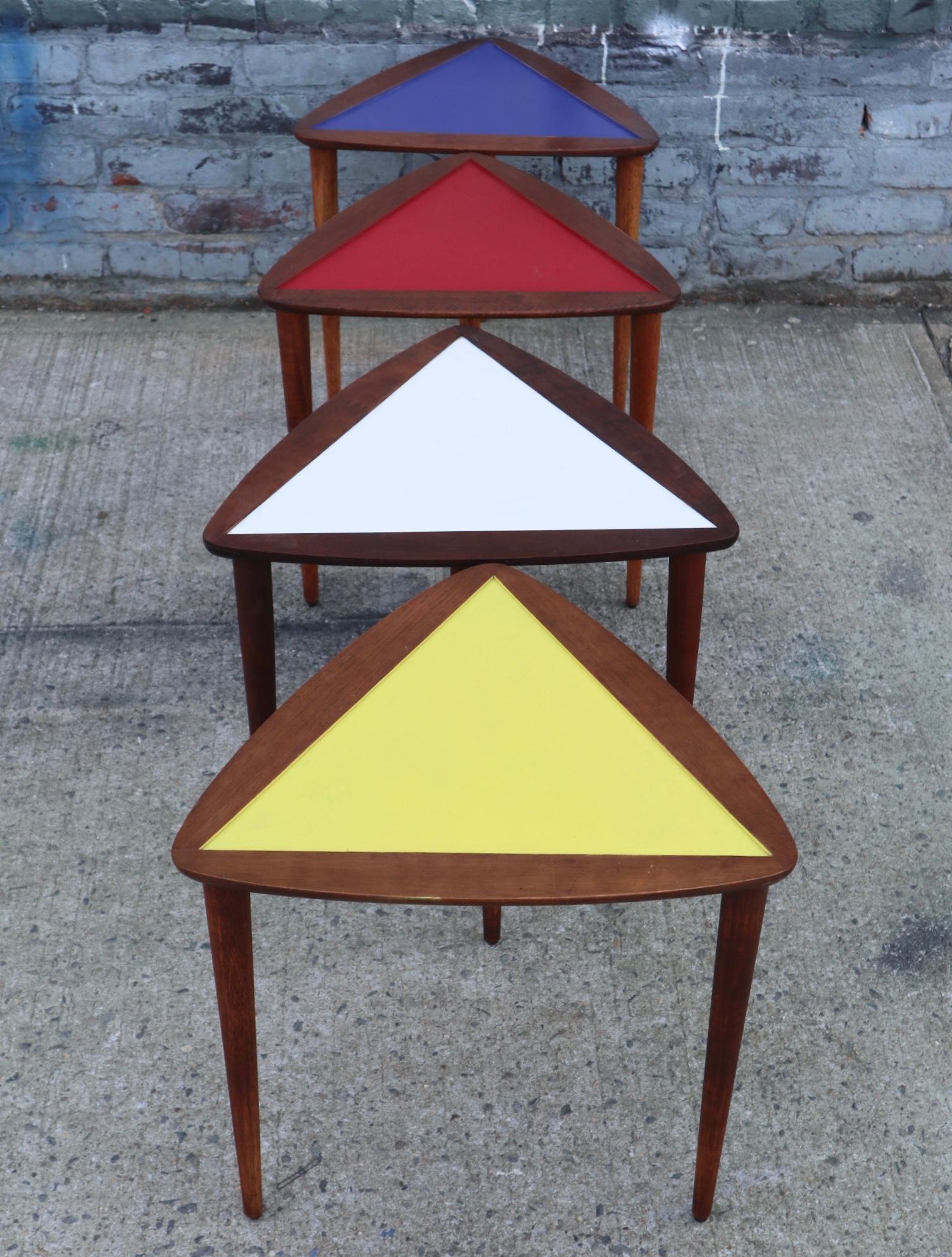 Mid-Century Modern Set of Four Arthur Umanoff Walnut Stacking Tables