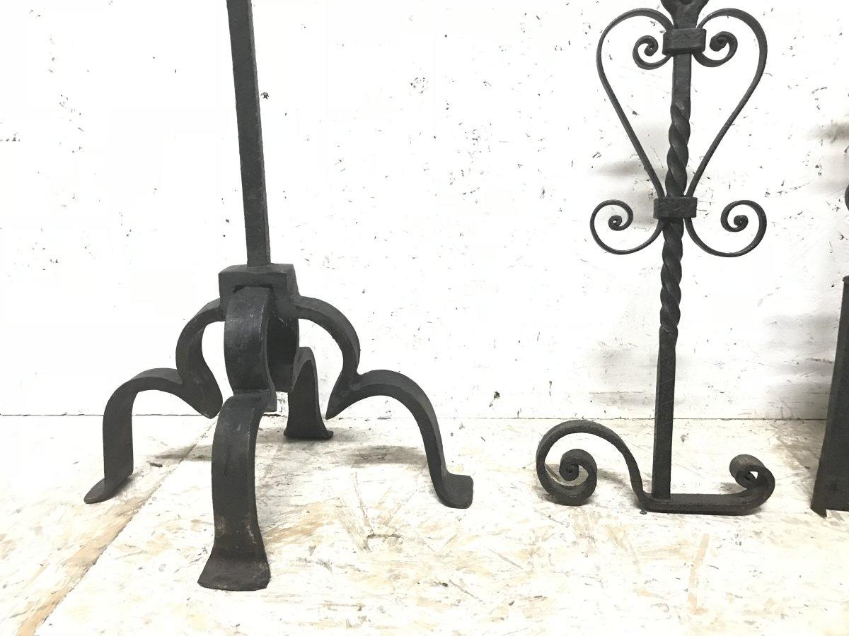 Set of Four Arts & Crafts Hand-Forged Iron Fire Utensils on a Matching Stand 5