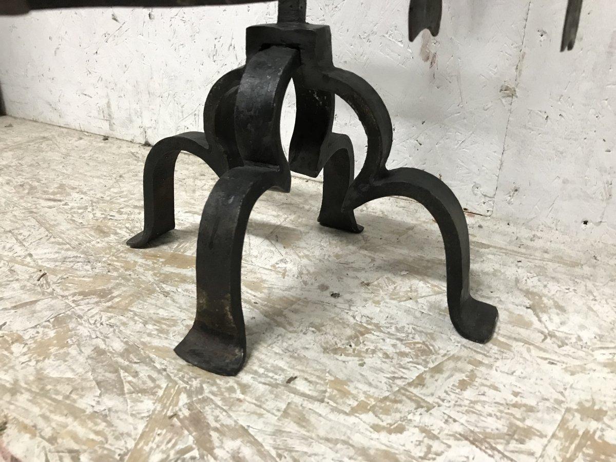 Set of Four Arts & Crafts Hand-Forged Iron Fire Utensils on a Matching Stand 6