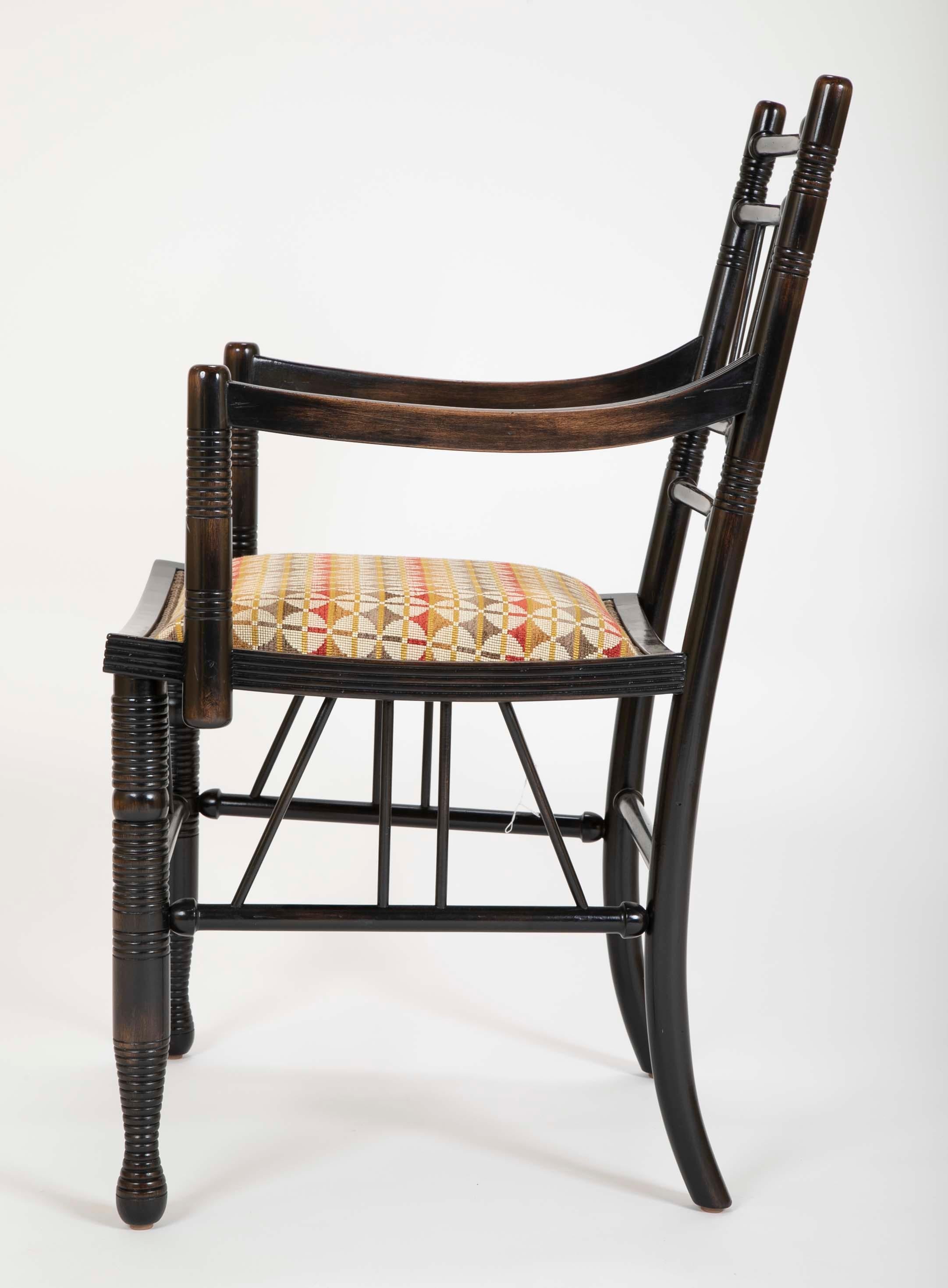 Set of Four Arts & Crafts Style Chairs In The Manner of E. W. Godwin 2