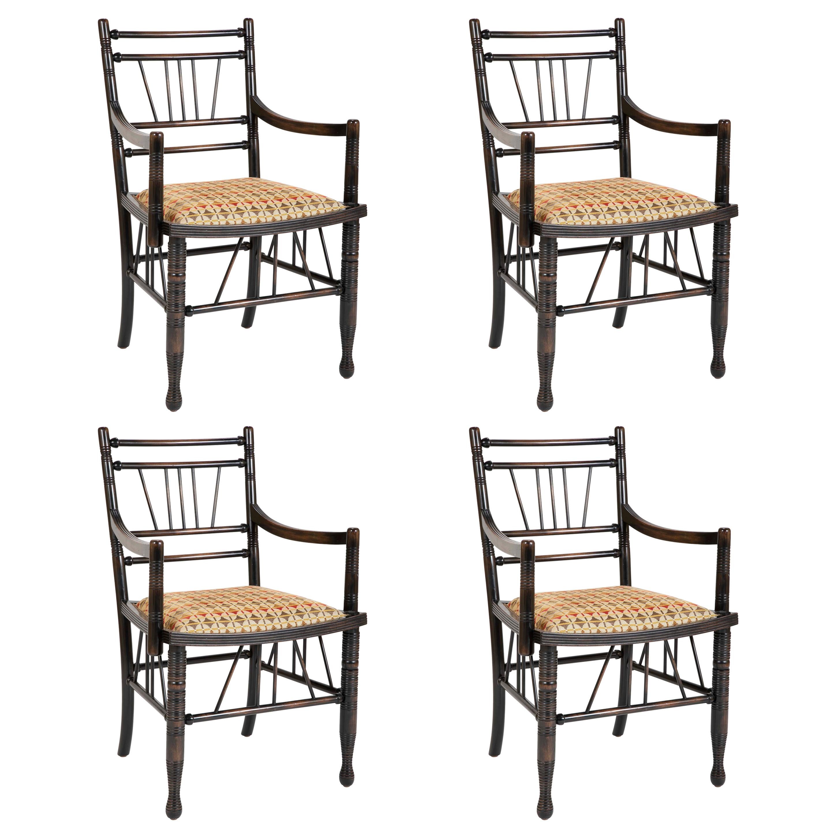 Set of Four Arts & Crafts Style Chairs In The Manner of E. W. Godwin