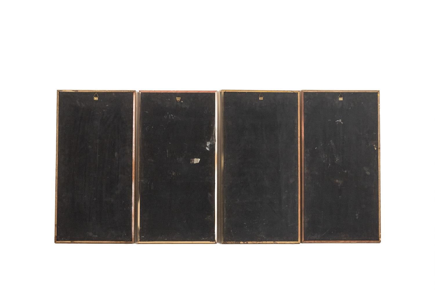 Set of four Asian-style lacquer panels. 1950s. For Sale 8