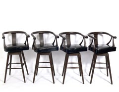 Set of Four Asian Style Midcentury Bar Stools