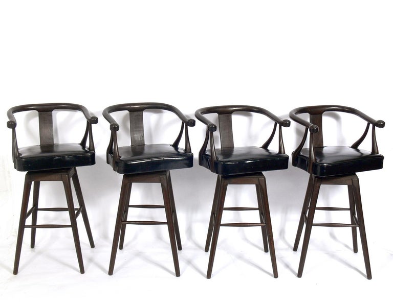 Set Of Four Asian Style Midcentury Bar Stools For Sale At 1stdibs