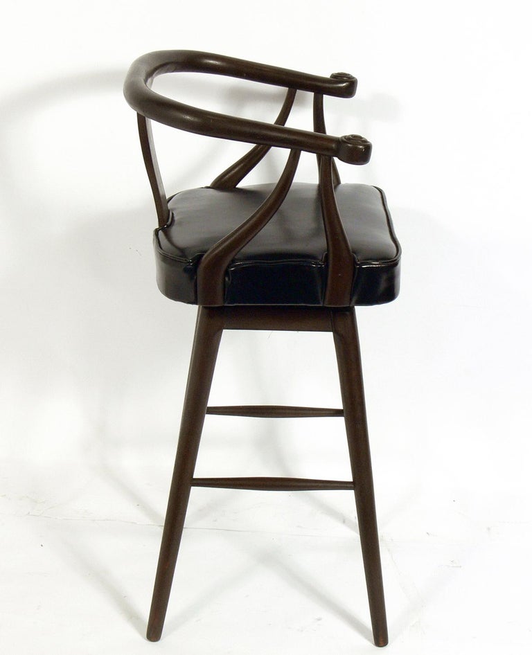 Set of Four Asian Style Midcentury Bar Stools at 1stDibs