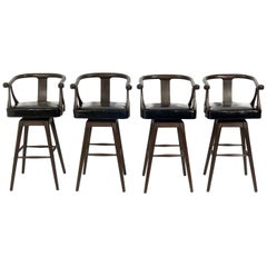 Set of Four Asian Style Midcentury Bar Stools