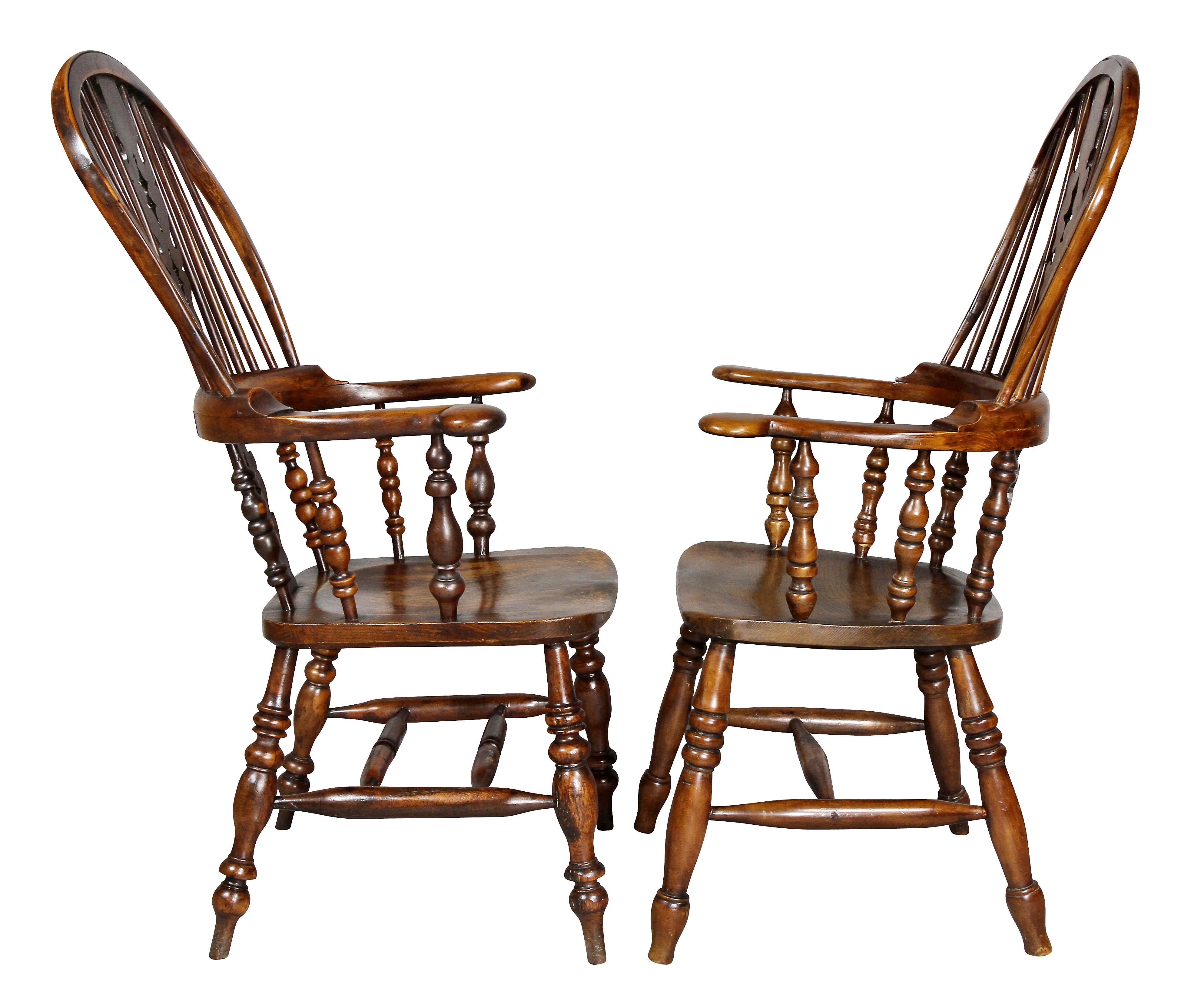 Set of Four Assembled Regency Yewwood Windsor Armchairs 7