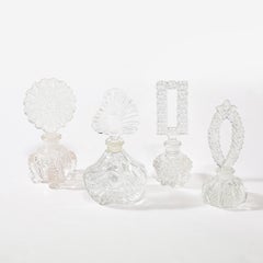 Set of Four Assorted Art Deco Pressed Glass Perfume Holders