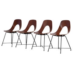 Set of Four Augusto Bozzi "Ariston Chairs" by Saporiti, 1950s, Italian