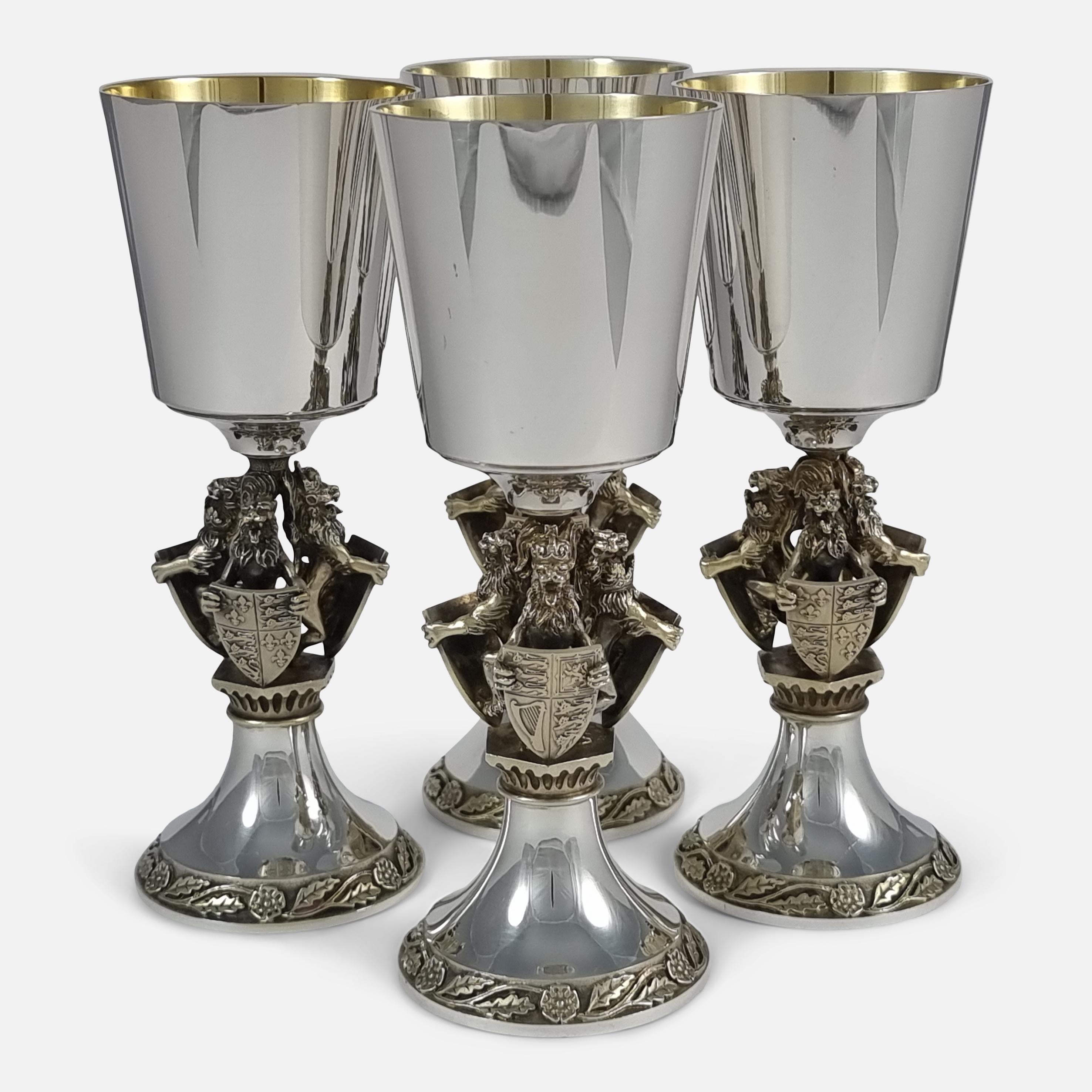 Set of Four Aurum Silver Gilt 'College of Arms' Goblets, Hector Miller, 1984 For Sale 12