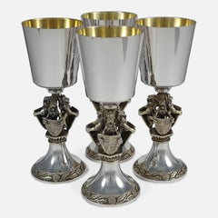 Set of Four Aurum Silver Gilt 'College of Arms' Goblets, Hector Miller, 1984