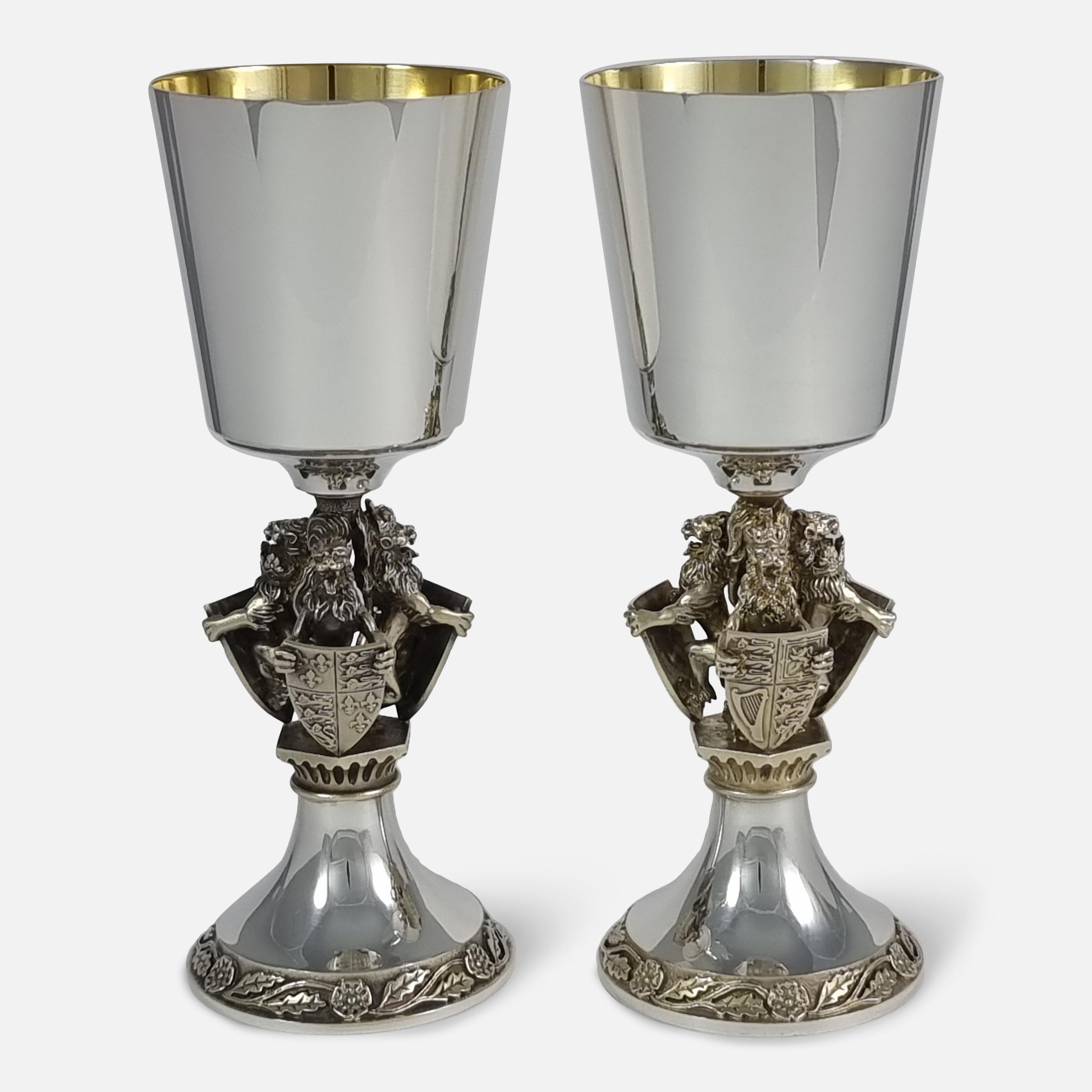 Set of Four Aurum Silver Gilt 'College of Arms' Goblets, Hector Miller, 1984 For Sale 1