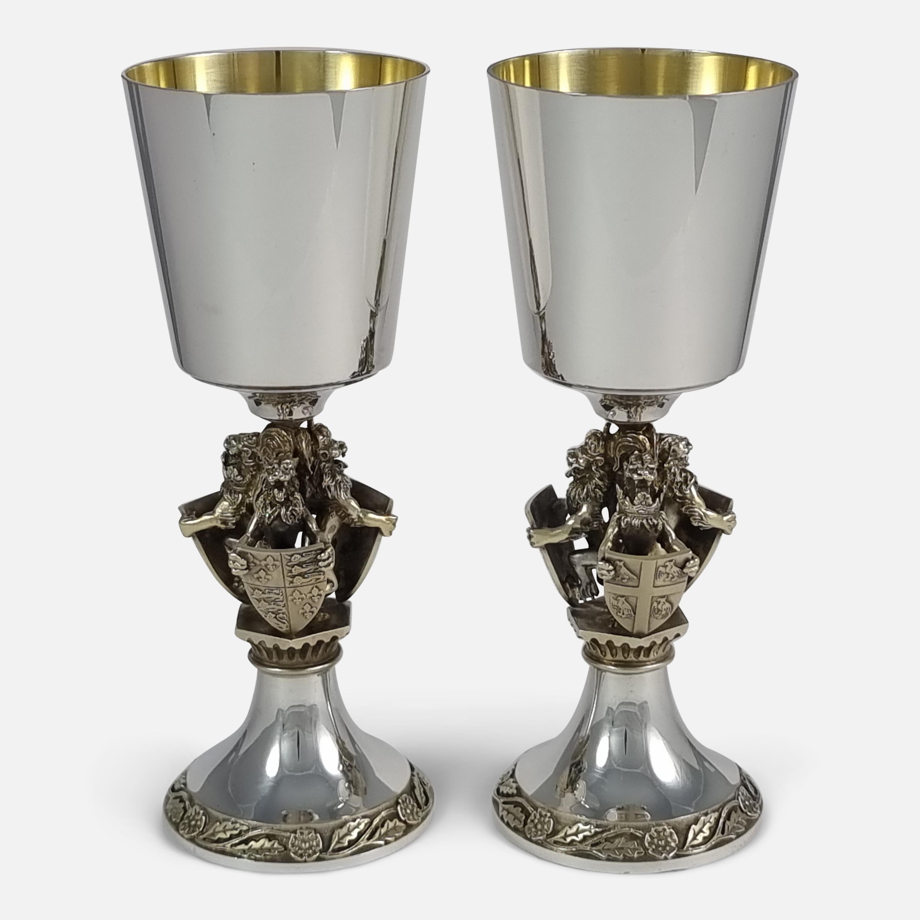 Set of Four Aurum Silver Gilt 'College of Arms' Goblets, Hector Miller, 1984 For Sale 2