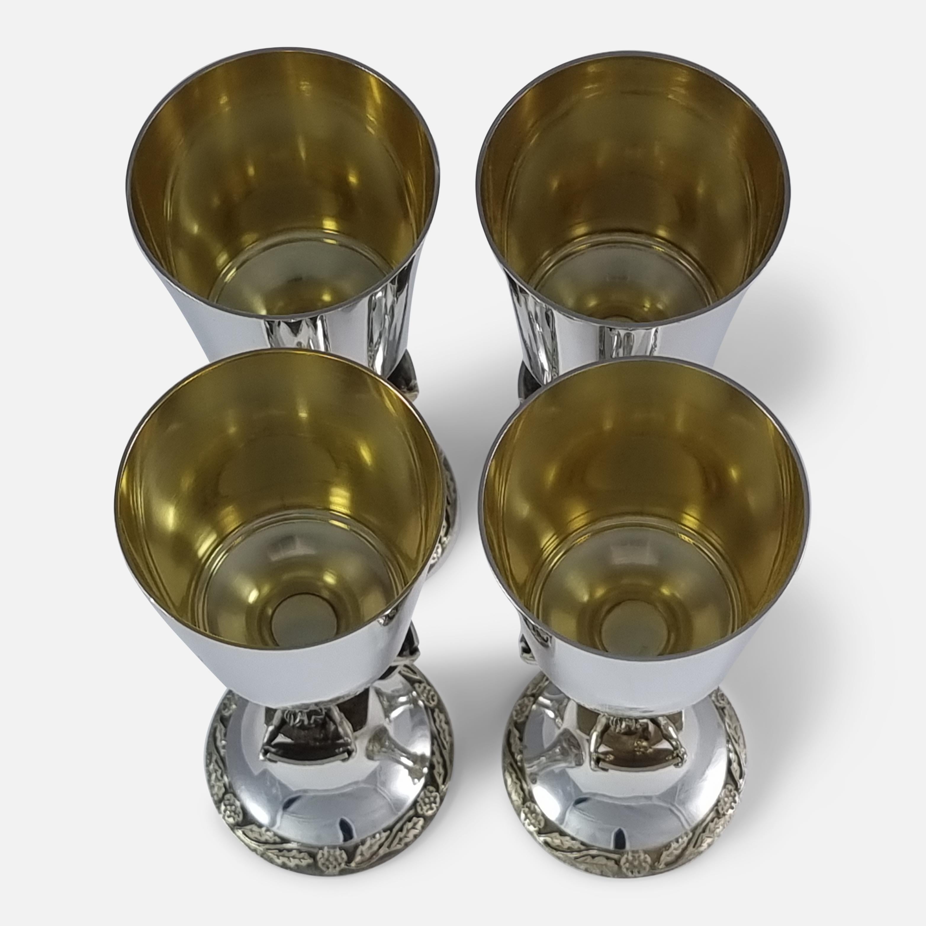 Set of Four Aurum Silver Gilt 'College of Arms' Goblets, Hector Miller, 1984 For Sale 3