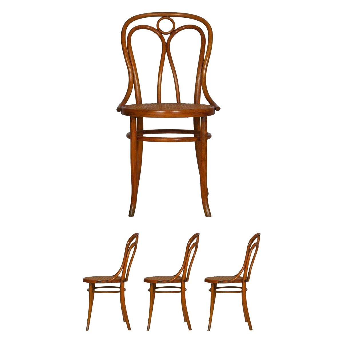 Set of Four Austrian Bentwood Vintage “Angel Chairs” No. 36 by Josef Kohn
