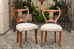 Set of Four Austrian Biedermeier Side Chairs with Lyre Shaped Backs, circa 1850