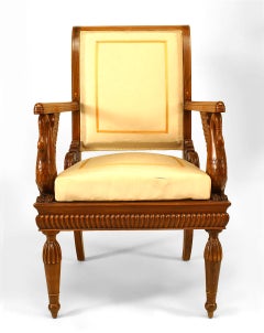 Set di 4 poltrone neoclassiche austriache in legno di frutto