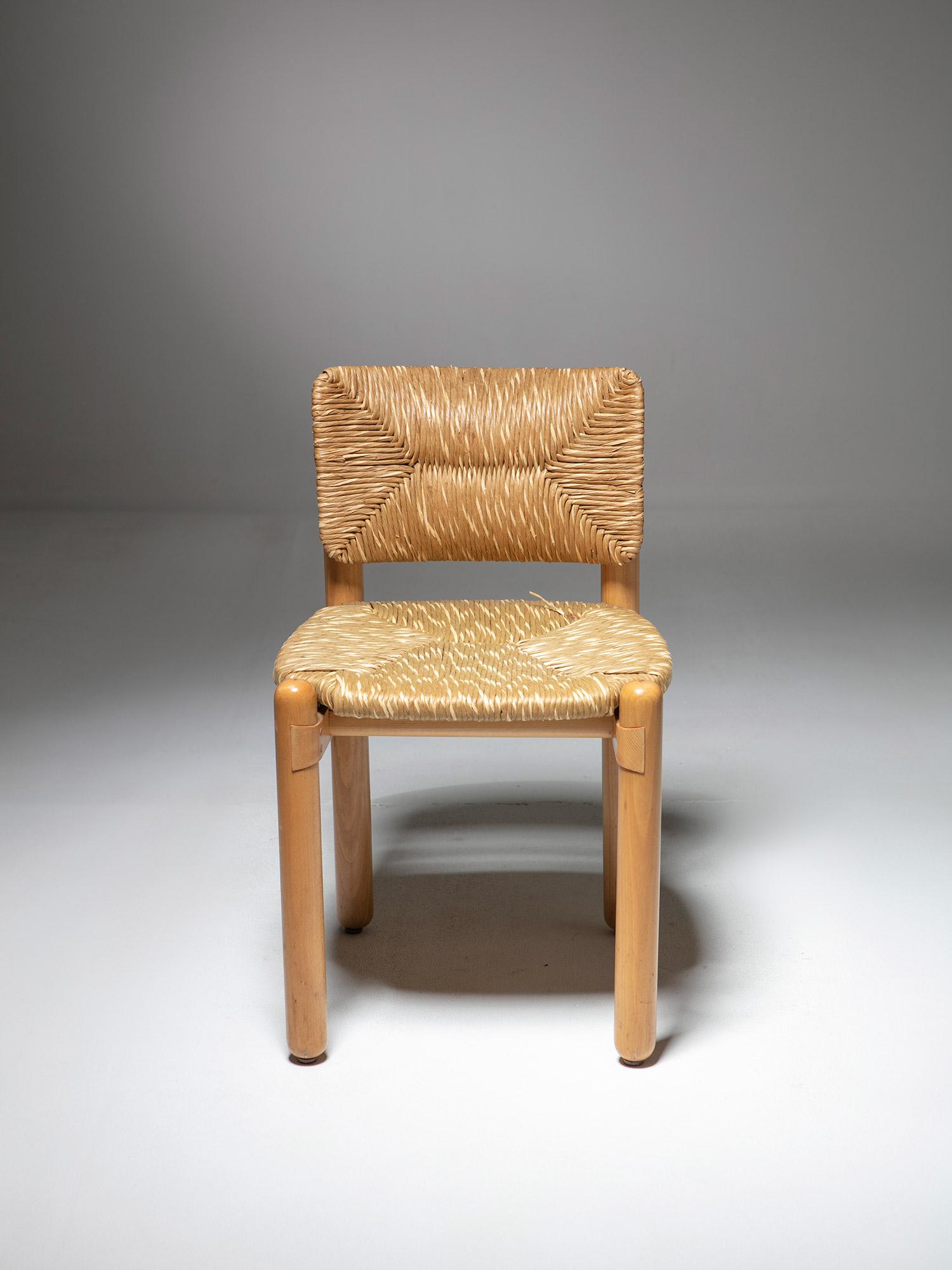Set of Four Baba Wood Chairs by Assostudio for Pozzi & Verga, Italy, 1980s For Sale 2