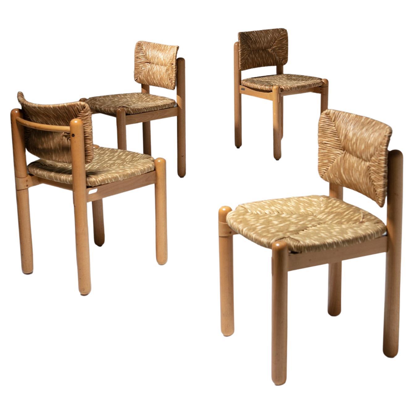 Set of Four Baba Wood Chairs by Assostudio for Pozzi & Verga, Italy, 1980s