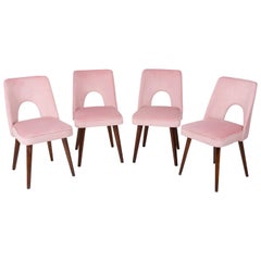 Set of Four Baby Pink Velvet 'Shell' Chairs, 1960s